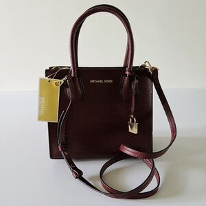 MICHAEL KORS STUDIO Mercer Oxblood Leather Medium Messenger Crossbody Bag